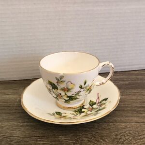 Vtg Delphine Bone China Teacup and Saucer